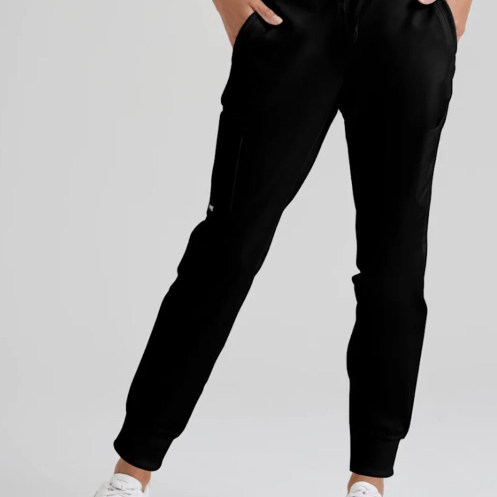 Grey's Anatomy | Women's 5 Pocket Cargo Jogger Black Scrub Pants | Medium